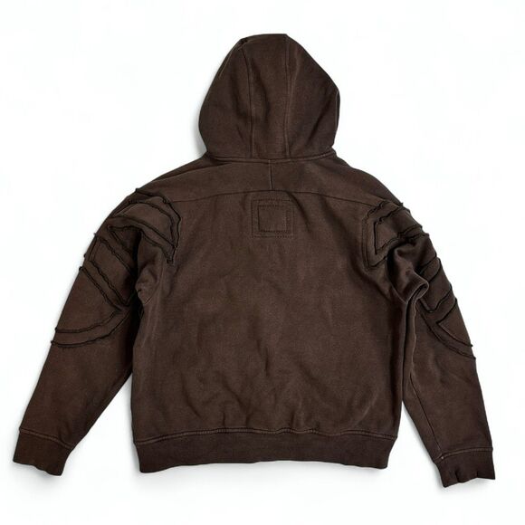 Y2K Marithé + François Girbaud Sample Brown Deconstructed Zip Hoodie L Rare - Picture 4 of 13